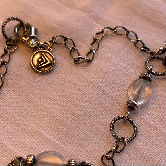 Silpada 925 sterling silver oxidized, etched coin and crystal drop pendant - Picture 7 of 11